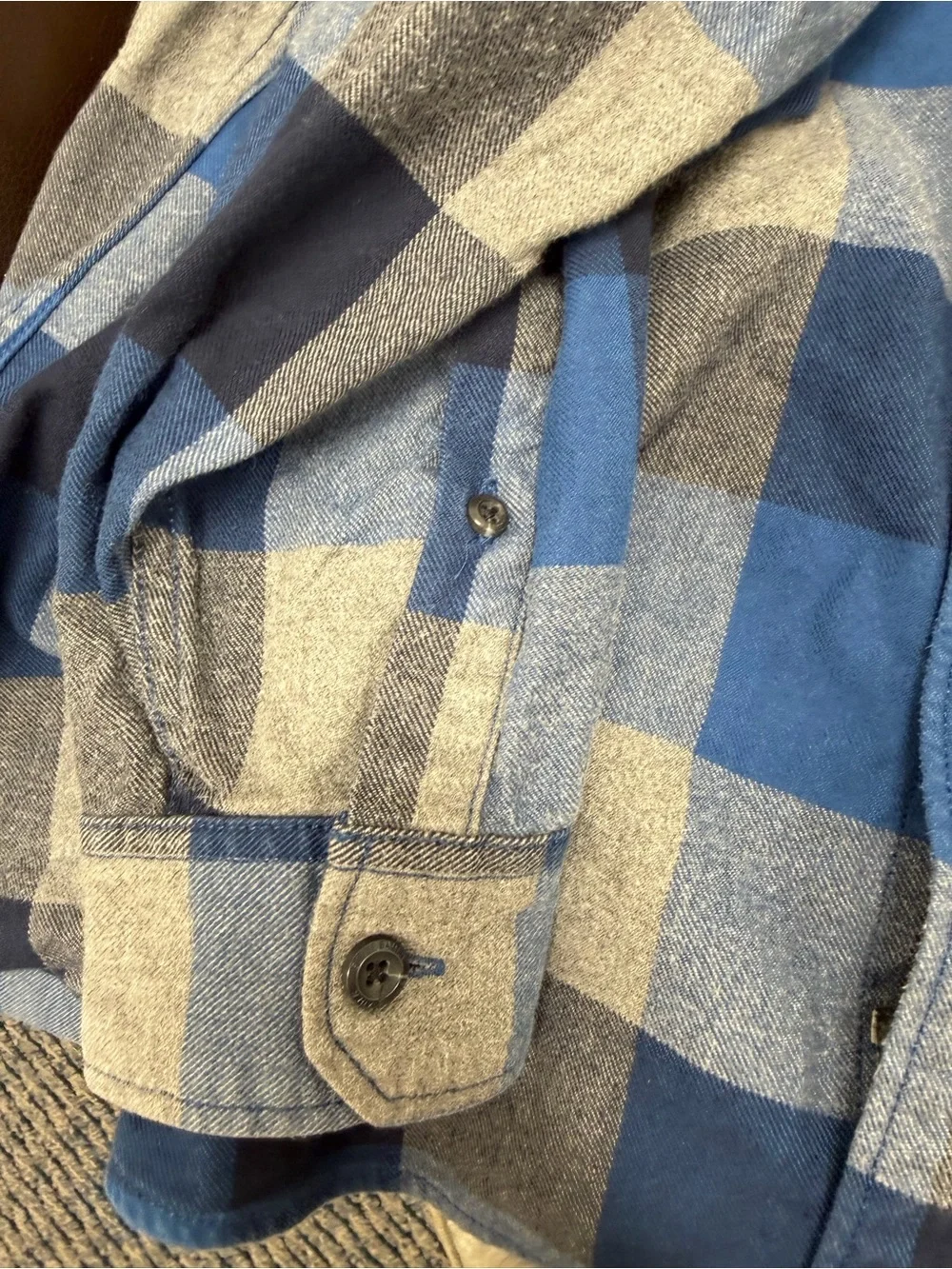 Eddie Bauer Blue and Navy Plaid Button-Down Shirt